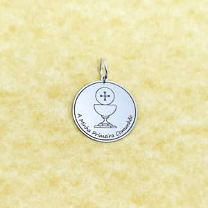 Medalha Primeira Comunhão cálice simples Ref 206816 prata lei 925 Afetos