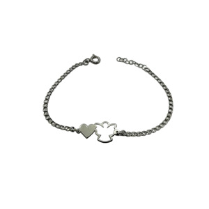 PULSEIRA MENINA ANJO E CORAÇÃO Prata de Lei 925