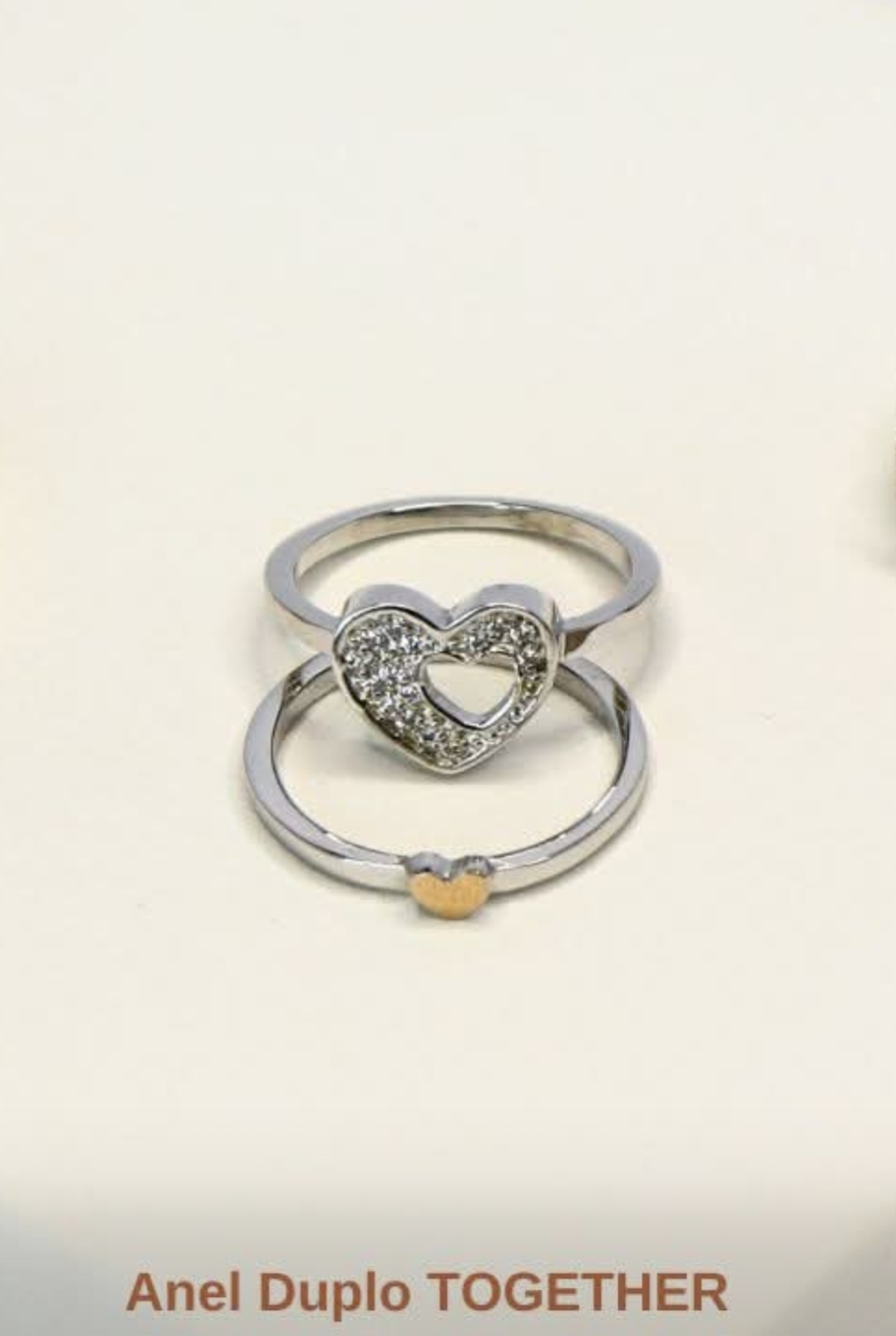 Anel Duplo Together Forever 1G352P prata e ouro 9K  BARROSO