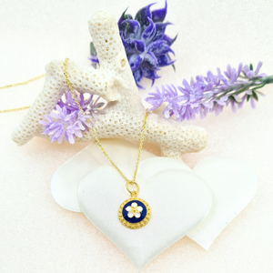COLAR CARAMUJO 2BL100D 5003791  AZUL E BRANCO PRATA BARROSO