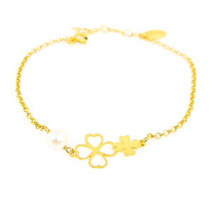 Pulseira trevos e pérola  Afetos 5001799/850 PRATA