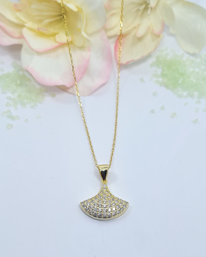 COLAR 5004957  GINGKO BILOBA COM ZIRCÓNIAS em Prata de Lei 925 DBRUNI