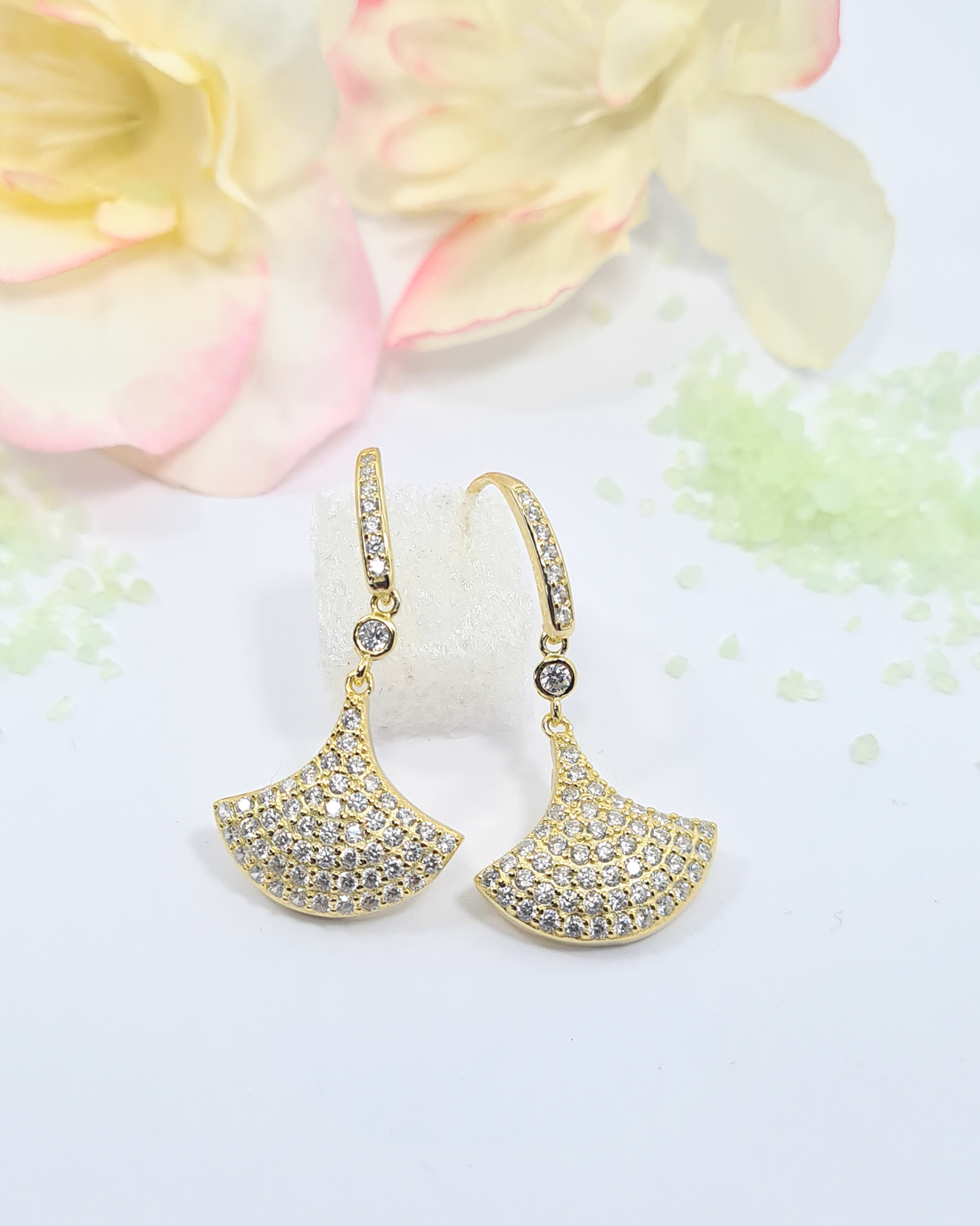 BRINCOS 5004949 GINGKO BILOBA  COM ZIRCÓNIAS EM PRATA DE LEI 925  DBRUNI