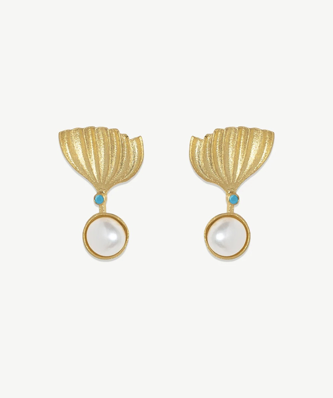 Brincos Bryde's Pérola 5006104  7254002DC17 turquesa dourado MESH Pedras Riscas
