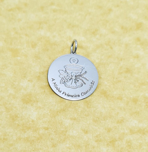 Medalha Primeira Comunhão cálice espiga   Ref 5001803  FIO LOVE 5002995 prata lei 925 Afetos