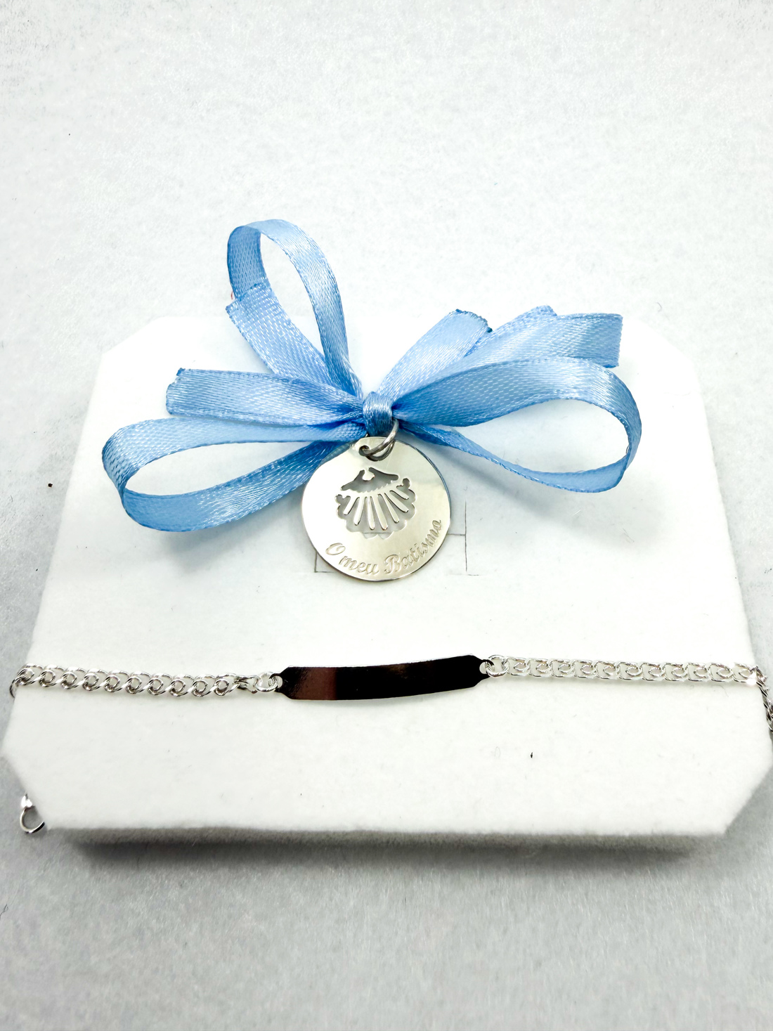 CONJUNTO PULSEIRA 5003033  PU82260 MEDALHA DE BATISMO EM PRATA DE ELI 925