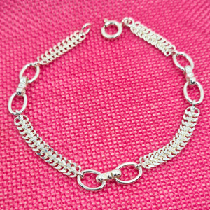 PULSEIRA MALHA BATIDA COM ELOS  5003438 JJB PRATA DE LEI 925