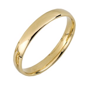 Aliança Amendoada 3mm MEIA CANA  Ref 9KALA014 Ouro 9K  Zerus