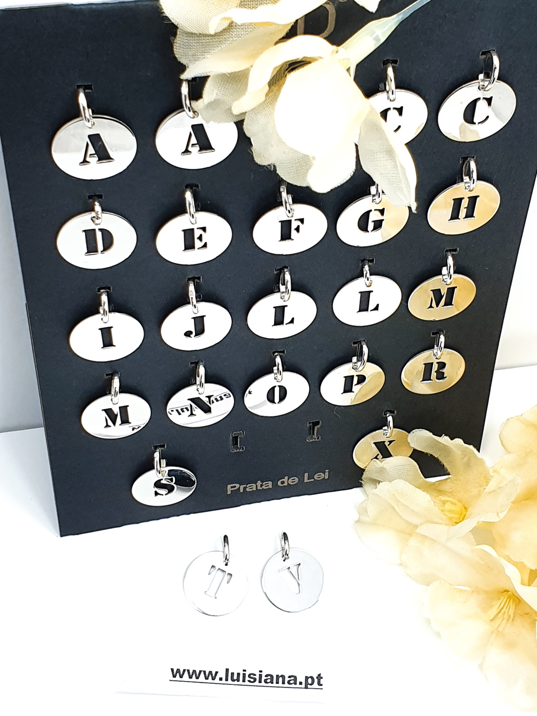 Medalha Letras Ref PBE1093  5001960 Prata Lei Forn 160 J Lino 