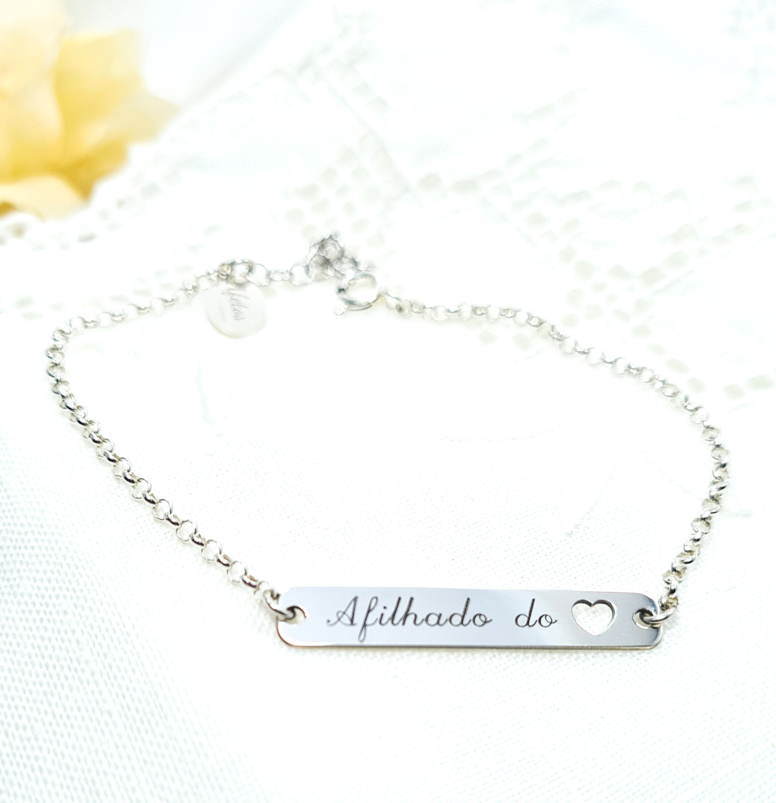 PULSEIRA CHAPA  AFILHADO DO CORAÇÃO  AF0018 PRATA  AFETOS
