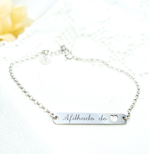 PULSEIRA CHAPA  AFILHADO DO CORAÇÃO  AF0018 PRATA  AFETOS