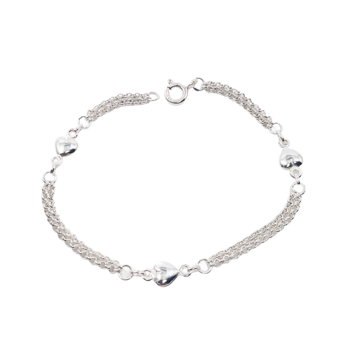 PULSEIRA CRIANÇA PU80269 CORAÇÕES EM PRATA BARROSO
