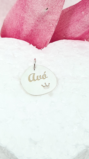 Medalha Personalizada  coroa rainha Ref AFET0057 Prata  AFETOS