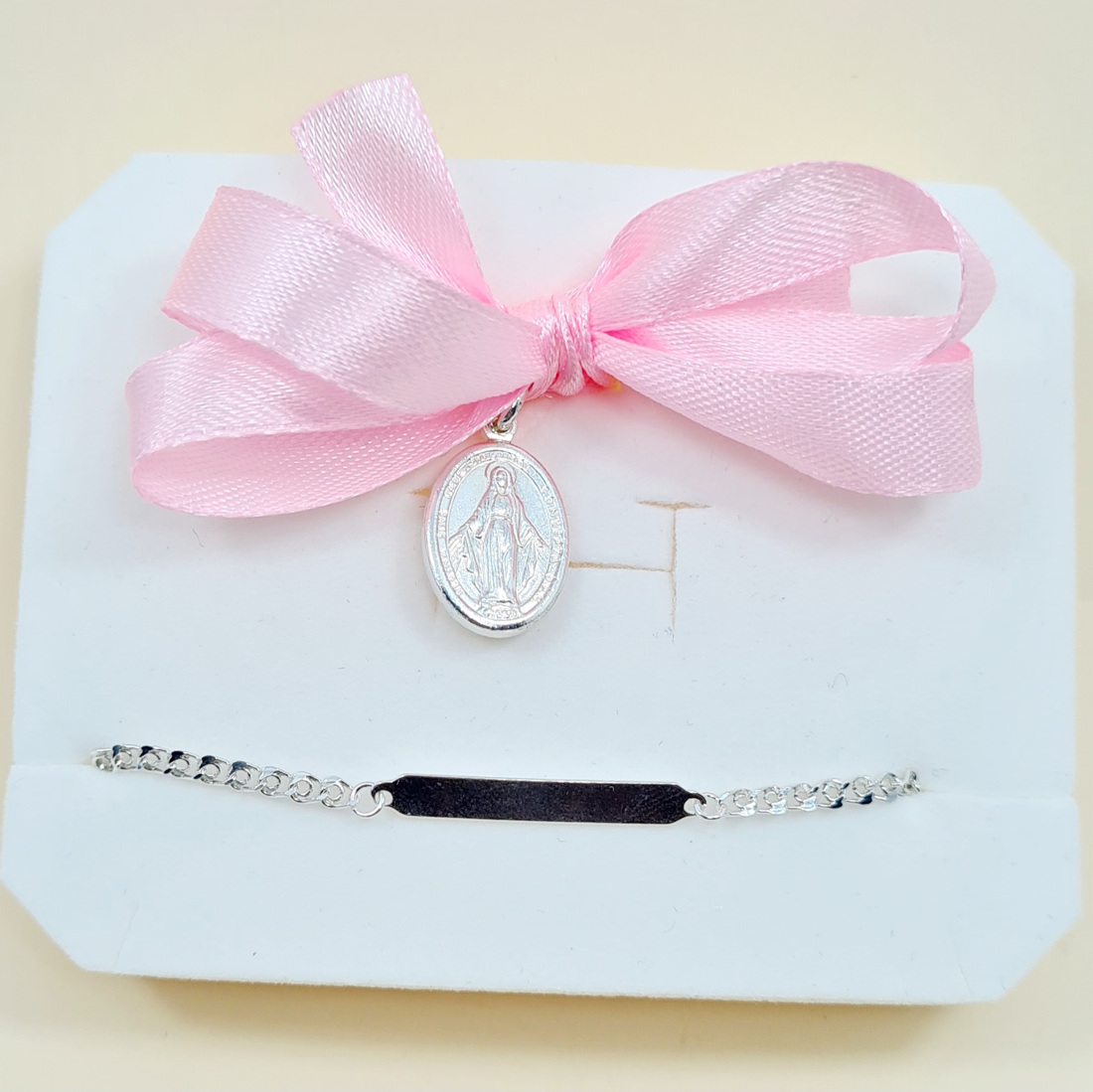 CONJUNTO PULSEIRA  LOVE CRI 5003033 CHAPA PU82260 JJFF  E MEDALHA N. S. GRAÇAS 5003157 Prata de Lei 925
