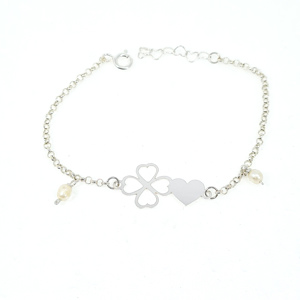 Pulseira criança Trevo e coração  5001799/850 AFETOS Prata