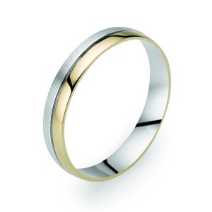 Aliança Bicolor 4mm Acetinada Ref 9KALM045 Ouro 9K Zerus