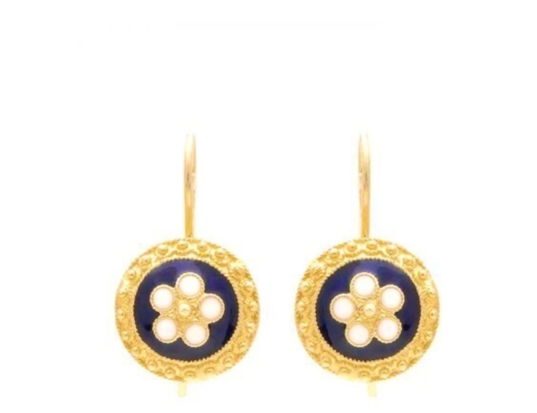 BRINCOS CARAMUJO BC100D 5003696  AZUL E BRANCO PRATA BARROSO