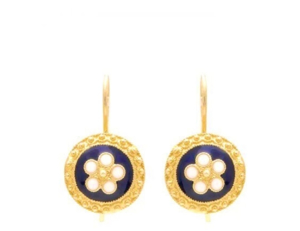 BRINCOS CARAMUJO BC100D 5003696  AZUL E BRANCO PRATA BARROSO