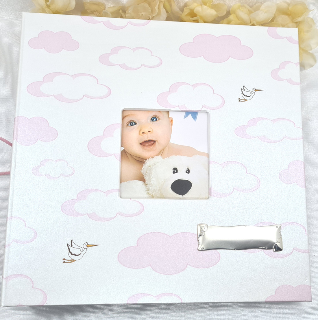 Álbum de bebé com janela Nuvens ROSA REF  23 2525 029104 SUSTENTA MARGEM