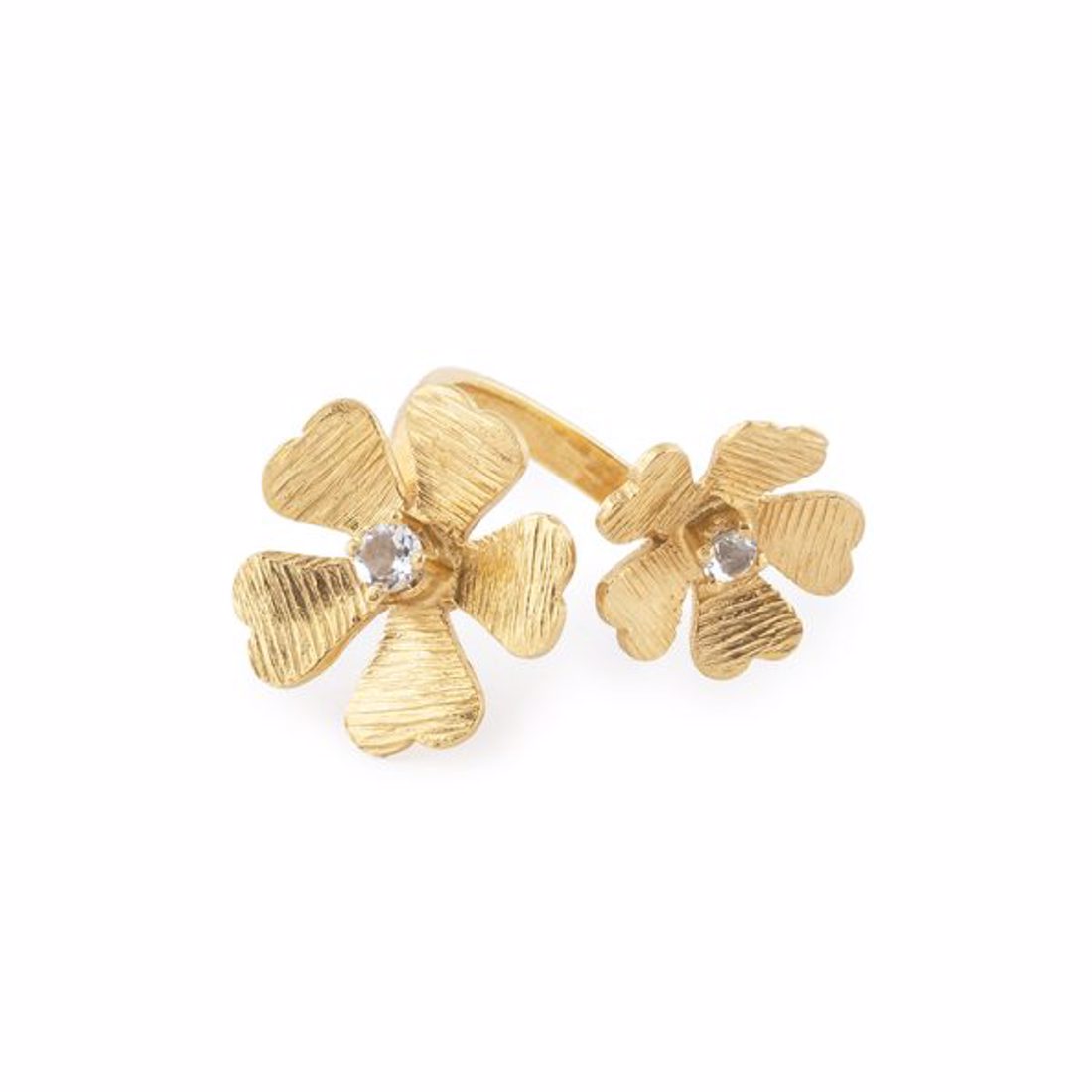 Anel em prata dourada 2flores  A01  SARA SOUSA PINTO