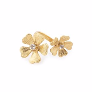 Anel em prata dourada 2flores  A01  SARA SOUSA PINTO