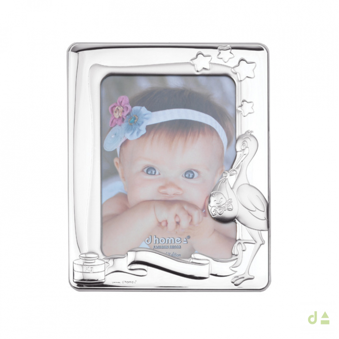 Moldura Cegonha Nascimento Bebé personalizada Ref 7ML-DH300.3-13X18 PVD FLAMINGO 