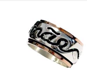 ANEL PERSONALIZADO Mãe  Ref IG204Pk9 PRATA E OURO BARROSO
