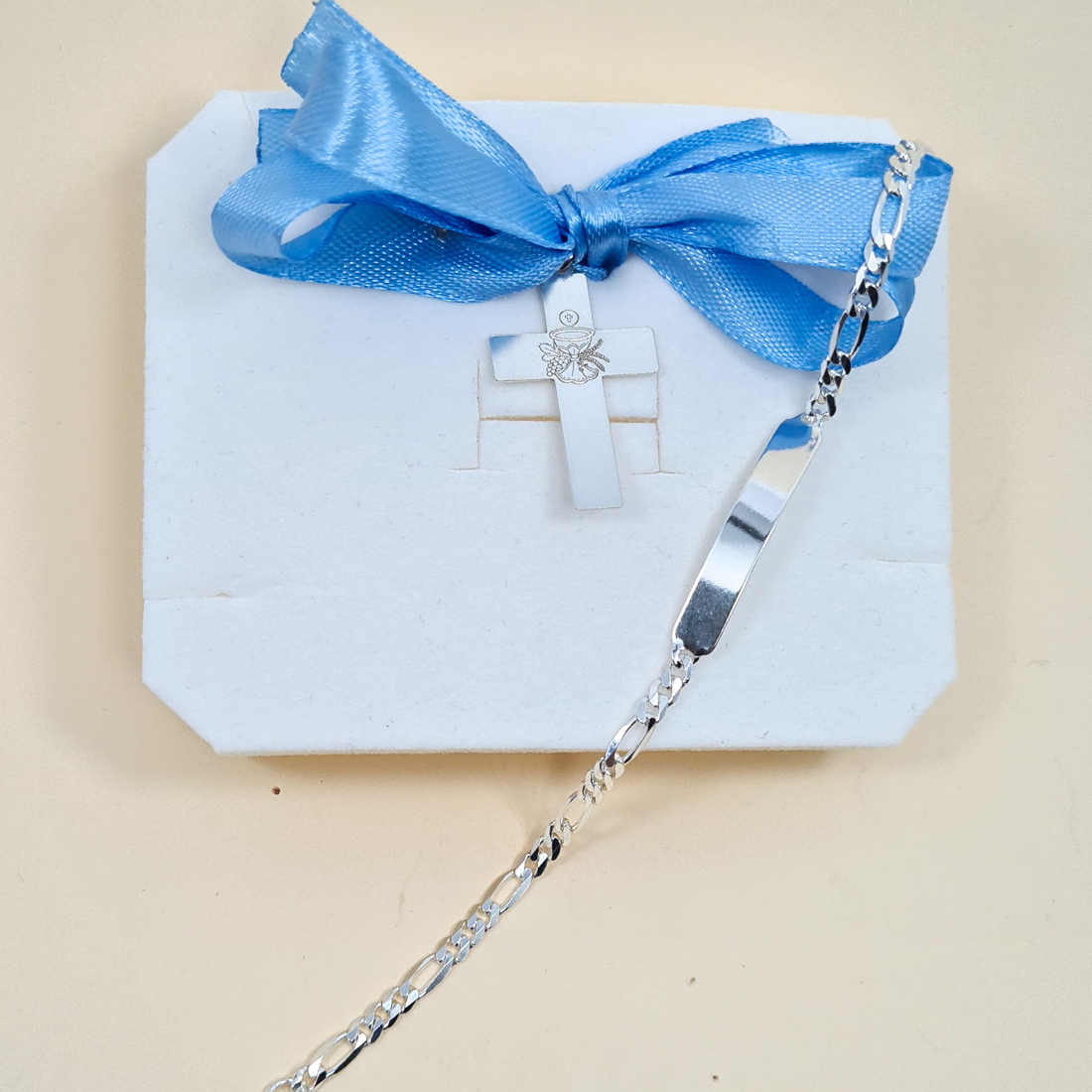 CONJUNTO PULSEIRA 3+1 CHAPA  PU82032 JJFF E CRUZ PRIMEIRA COMUNHÃO  5002043 Prata AFETOS