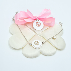 CONJUNTO PULSEIRA BATISMO  5001798 MEDALHA CONCHA 5001803 Prata AFETOS